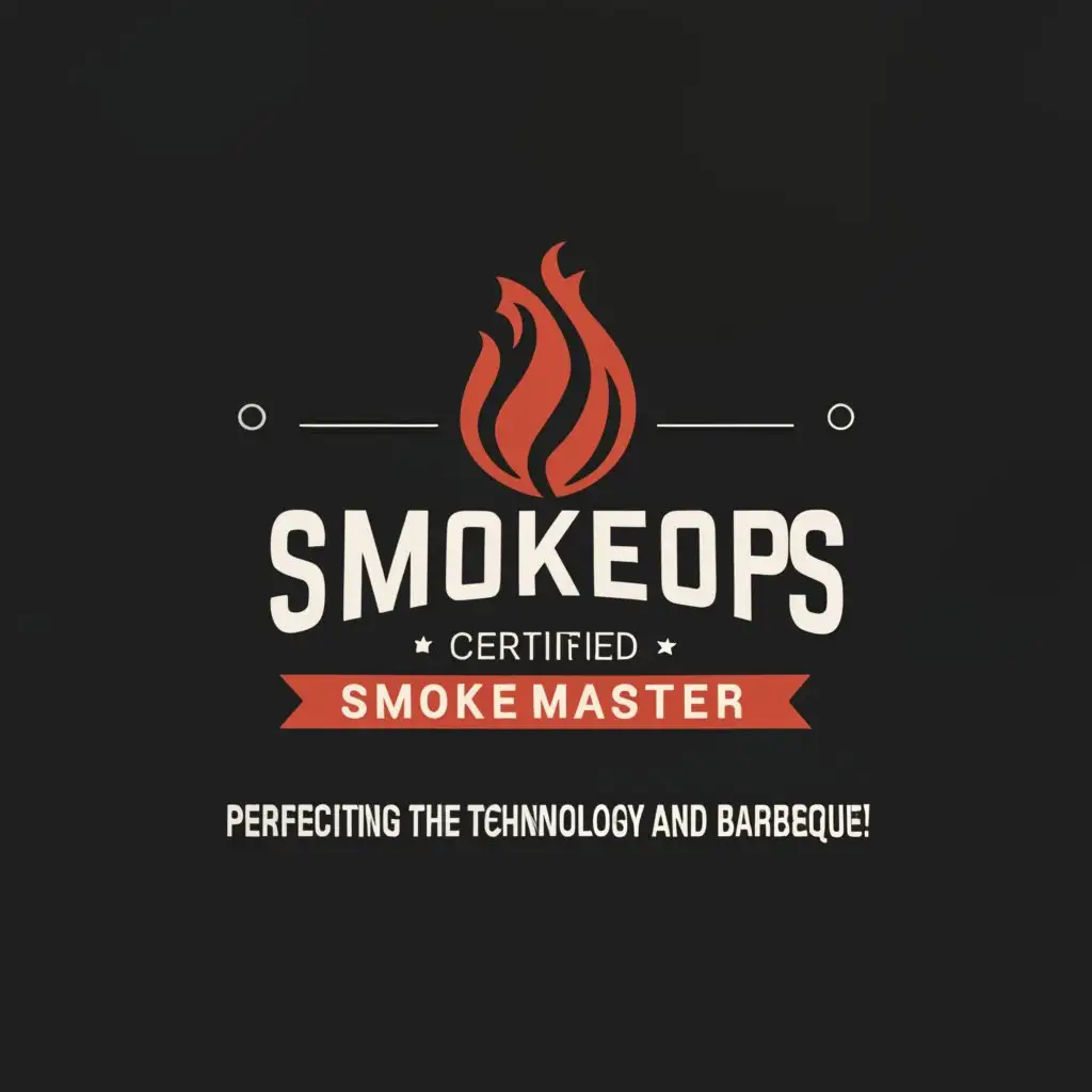 a logo design,with the text "SmokeOps", main symbol:Certified DevOps & Smoke Master: Perfecting the Art of Technology and Barbecue!,Moderate,be used in Technology industry,clear background