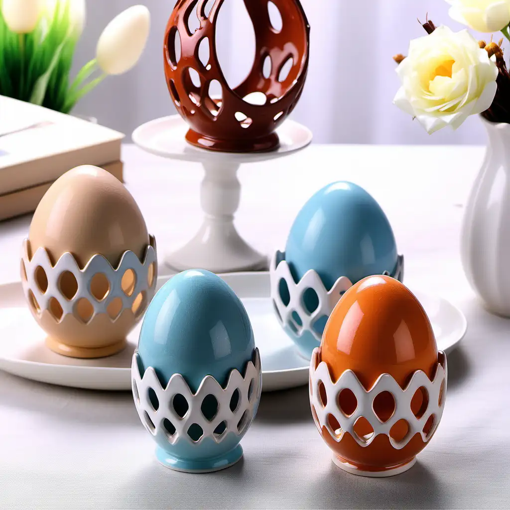 Elegant Easter Ceramic HollowedOut Eggs Display