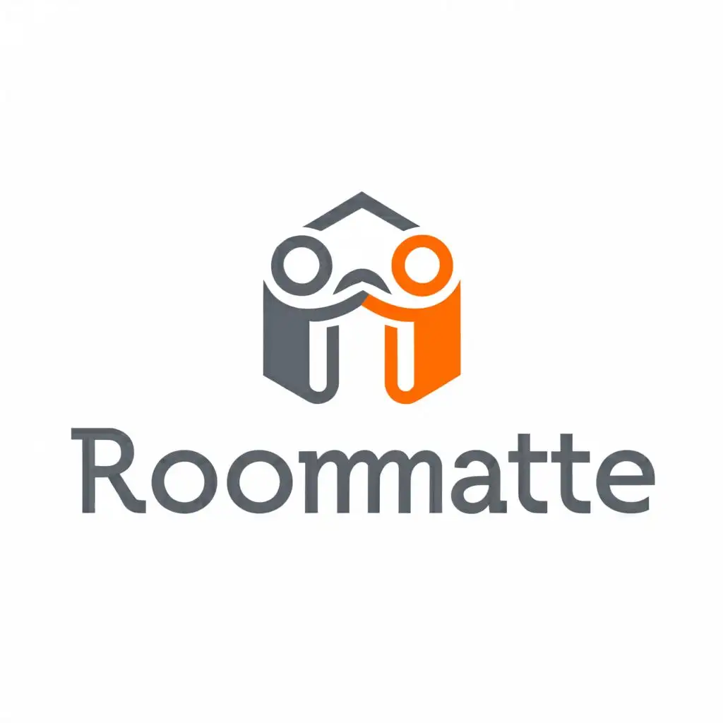 a logo design, main symbol:Room and roomate finding app,Minimalistic,be used in Real Estate industry,orange background and white logo, Curved logo vektor