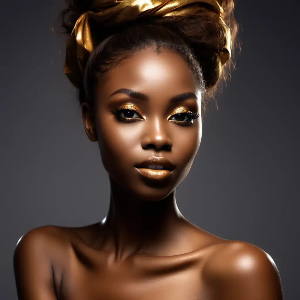 Elegant Black Woman with Light Brown Hair and Golden Skin