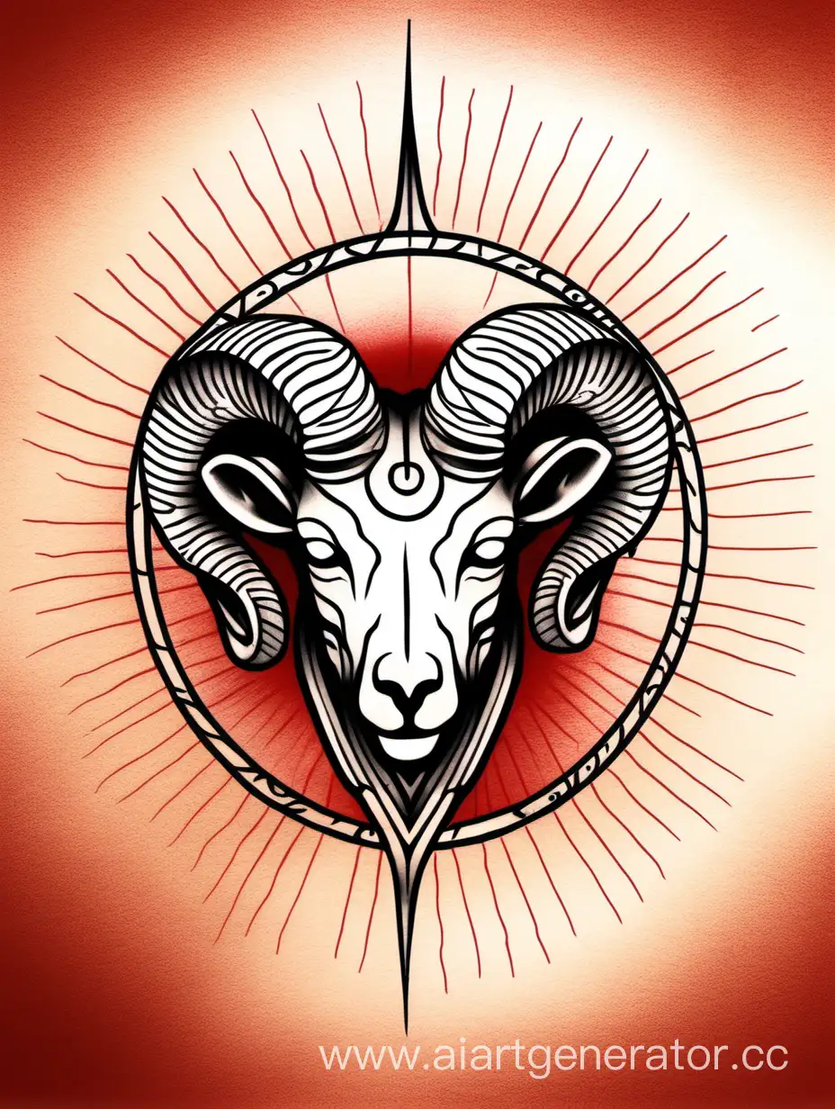 Aries-Tattoo-Sketch-under-a-Striking-Red-Sun