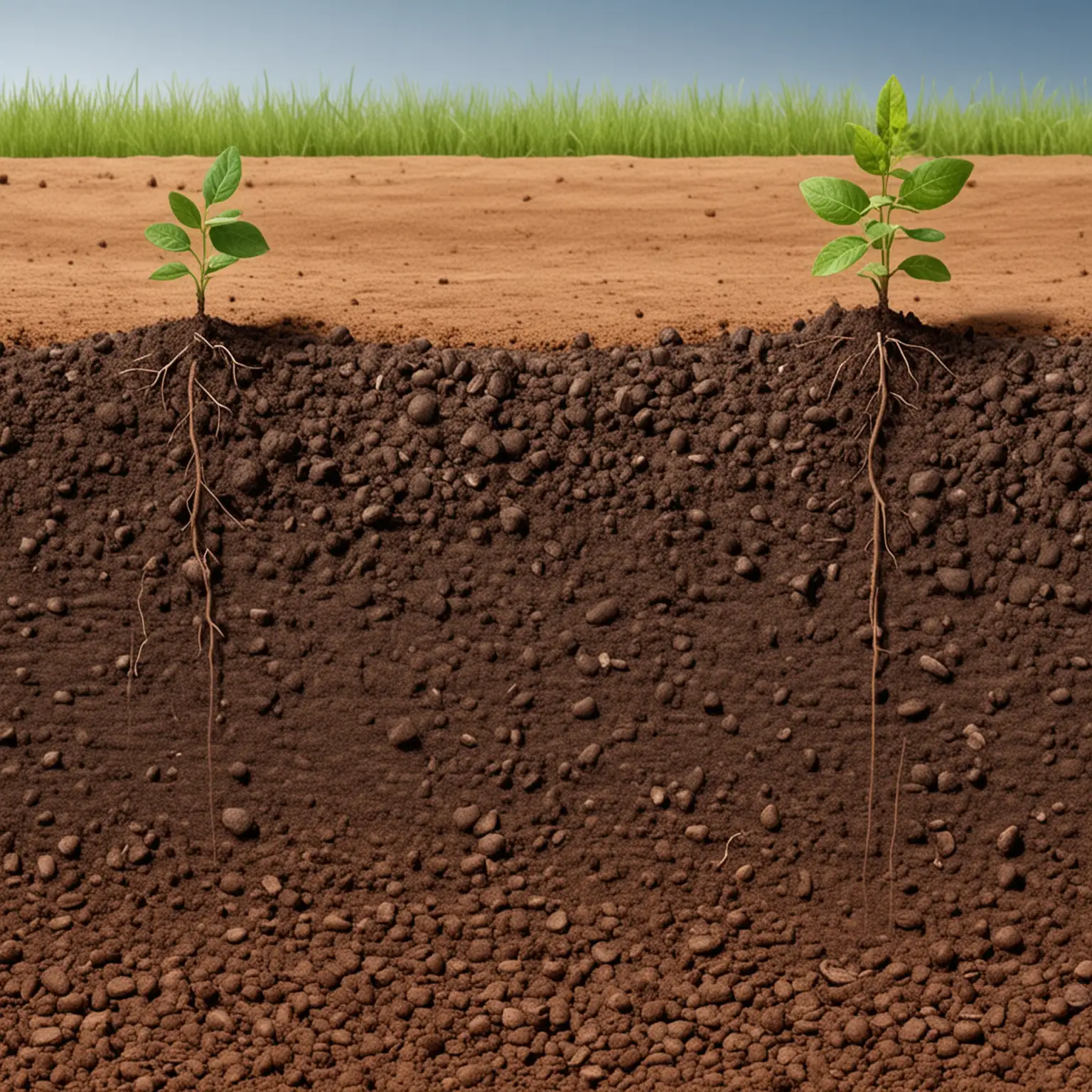 Illustration of Soil Carbon Fixation Process Microbial Activity and Organic Matter Transformation