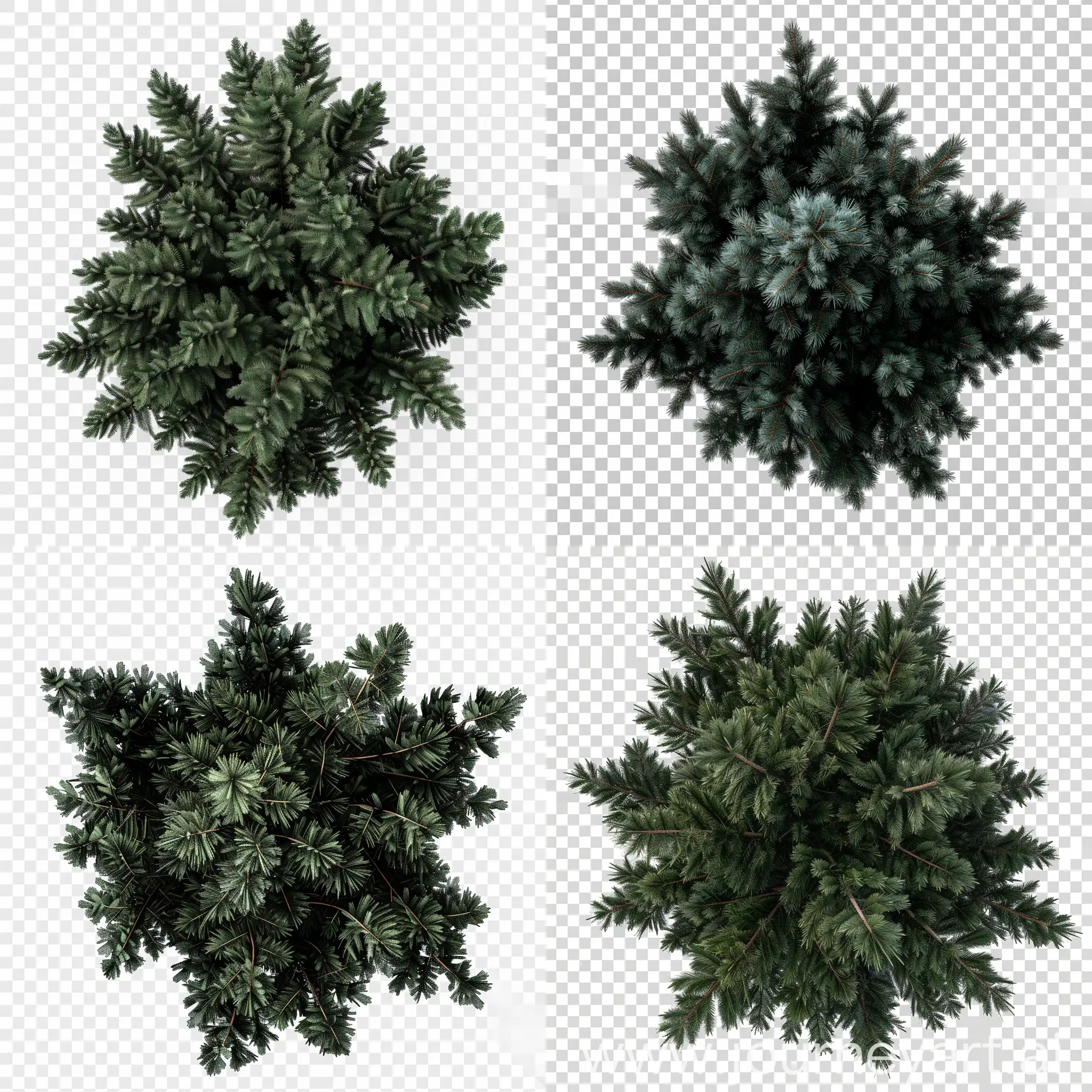 Aerial-View-of-Evergreen-Spruce-Tree-in-Simple-Style