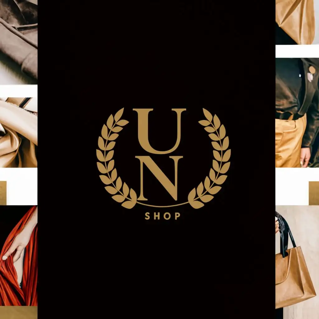 a logo design,with the text "UN SHOP", main symbol:FASHION BRAND .GOLDEN LOGO,Moderate,clear background