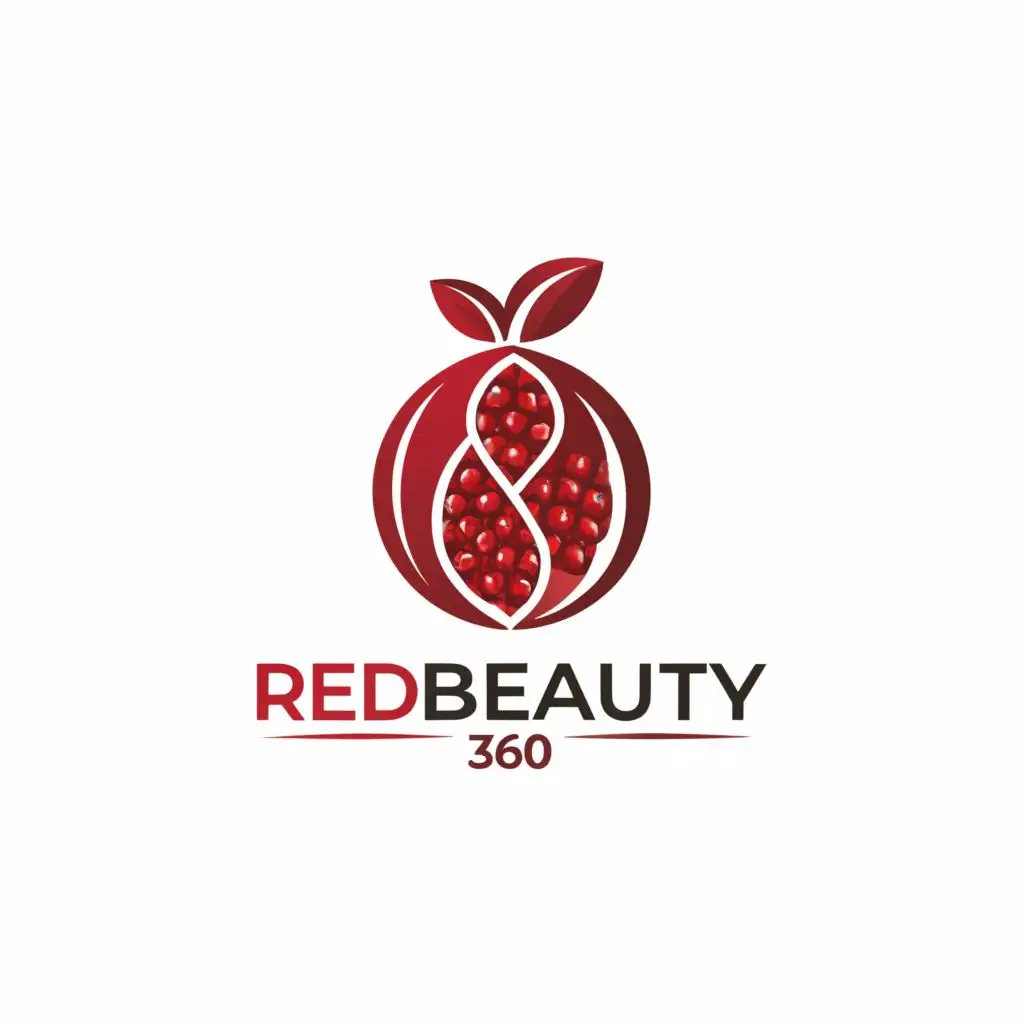 logo, pamegranate, with the text "RedBeauty360", typography, be used in Beauty Spa industry