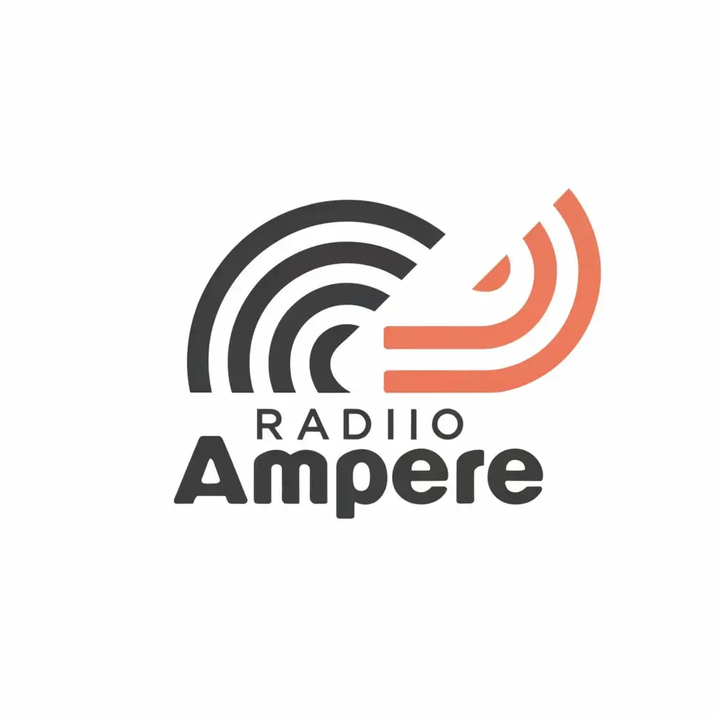 a logo design,with the text "Radio Ampère", main symbol:Radio and media for a radio channel of school,complex,be used in Education industry,clear background