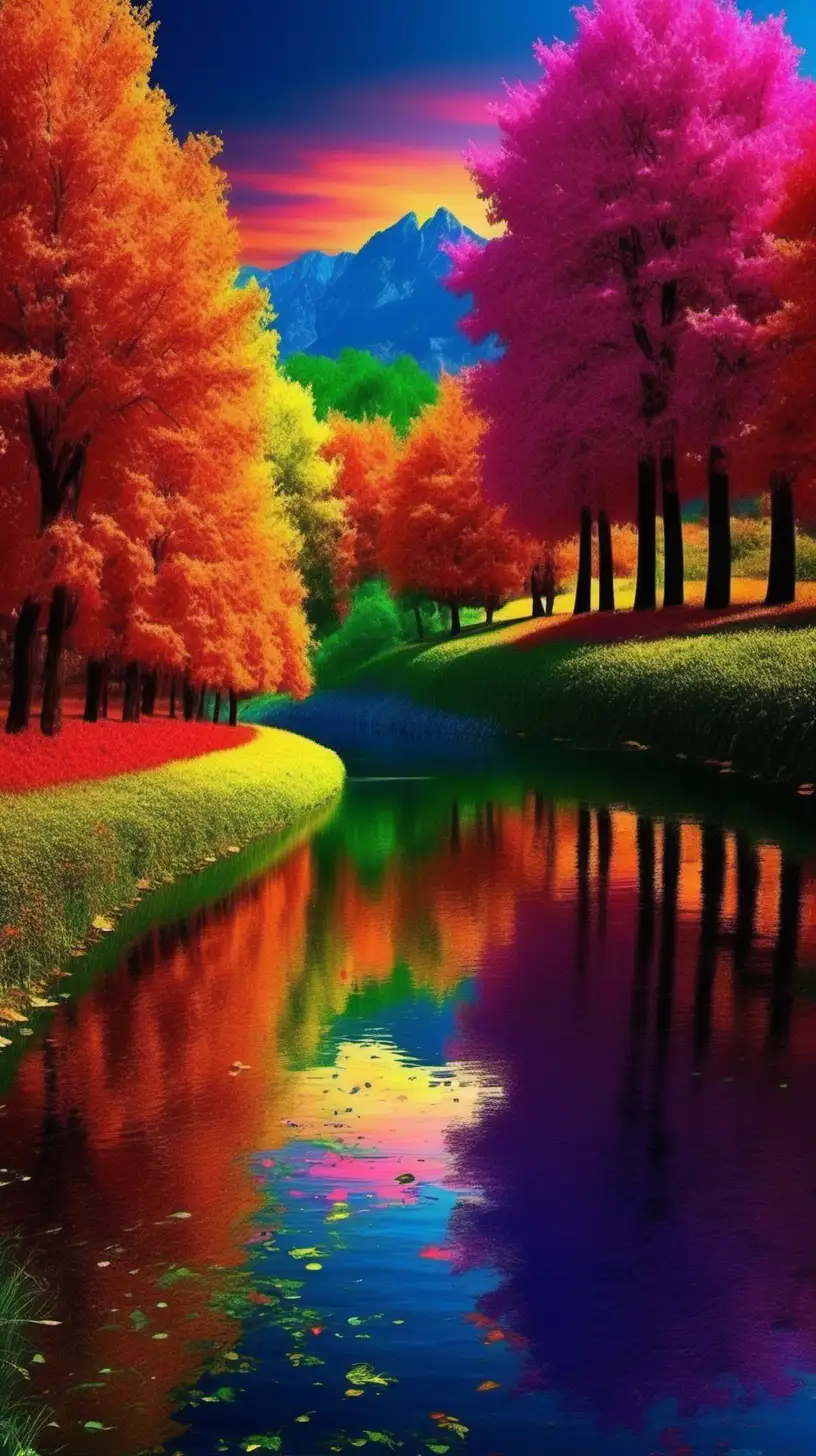 Spectacular Vibrant Landscape A Peaceful Haven of Colorful Serenity