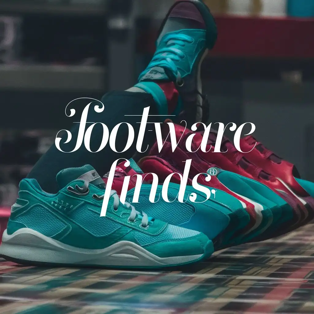 logo, sneakers , and the slogan, with the text "FootwareFinds: Unleashing Fashion, One Step at a time!", typography, be used in Retail industry.
