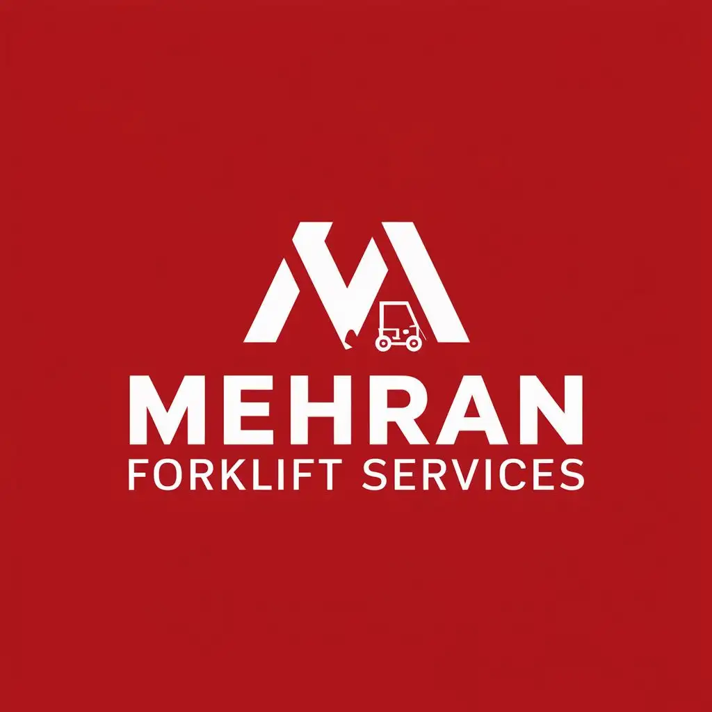 logo, Mehran forklift services, with the text "Mehran forklift services", typography