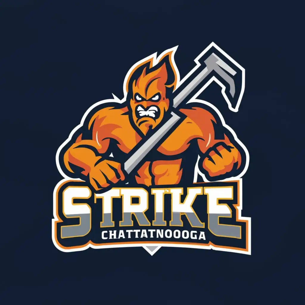 LOGO-Design-For-Chattanooga-Strike-Minimalistic-Angry-Personified-SledgeHammer-Mascot
