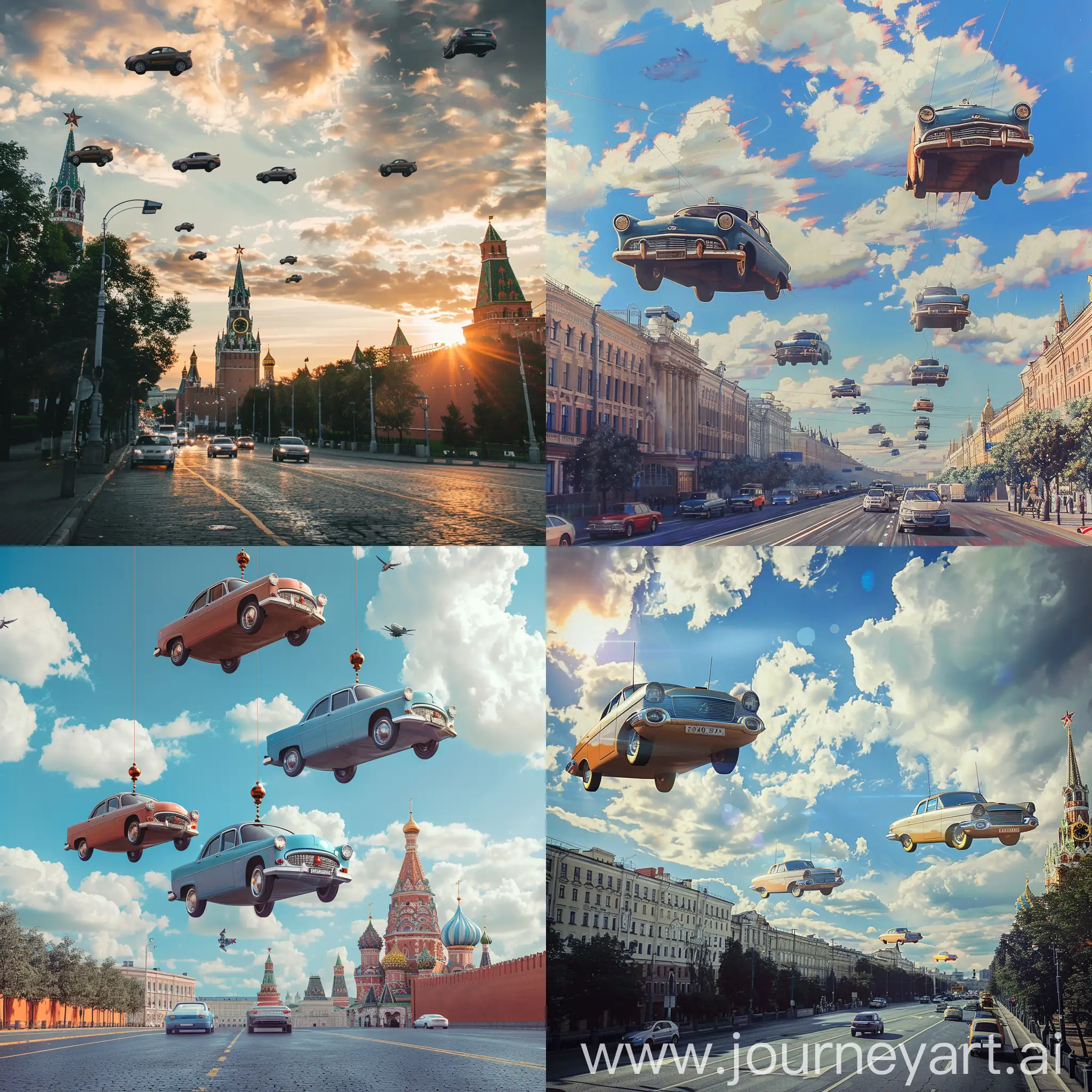 Москва и по небу летают машины