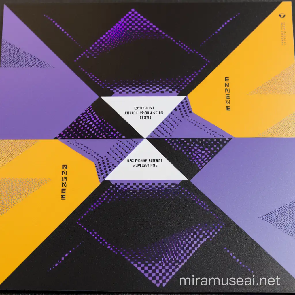 Futuristic Cyberpunk Card Back Design with Angular Patterns in Purple and Black