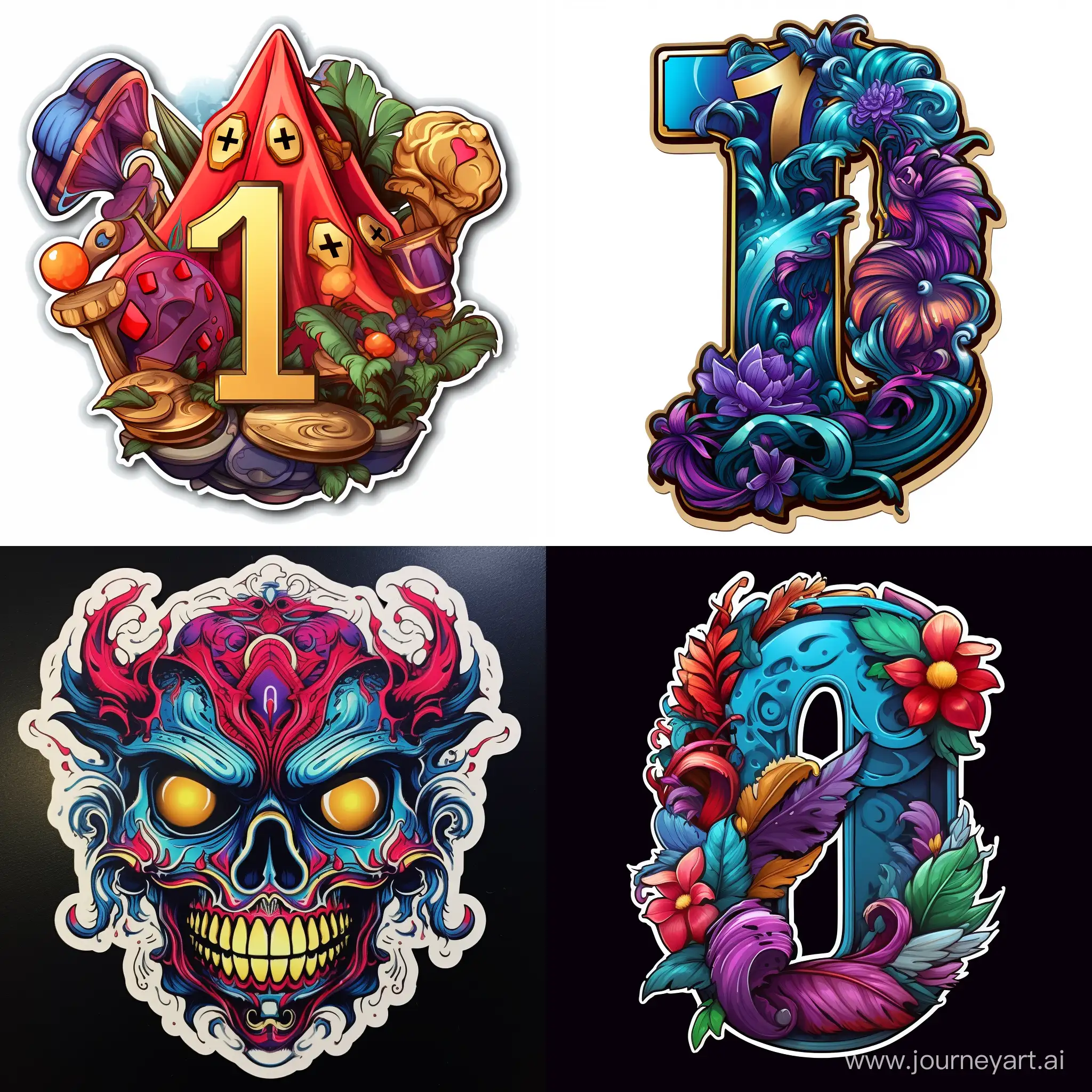 Colorful-Psychedelic-Sticker-Set-with-Luck-Weed-and-Gang-Vibes