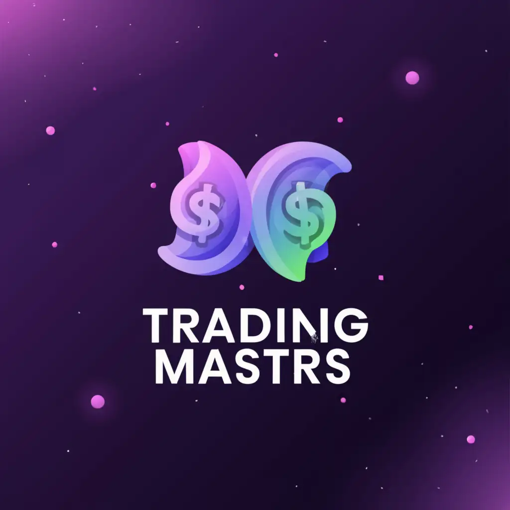 a logo design,with the text "Trading Mastrs", main symbol:Flying money, galaxy, blue and purple colors,complex,be used in Technology industry,clear background