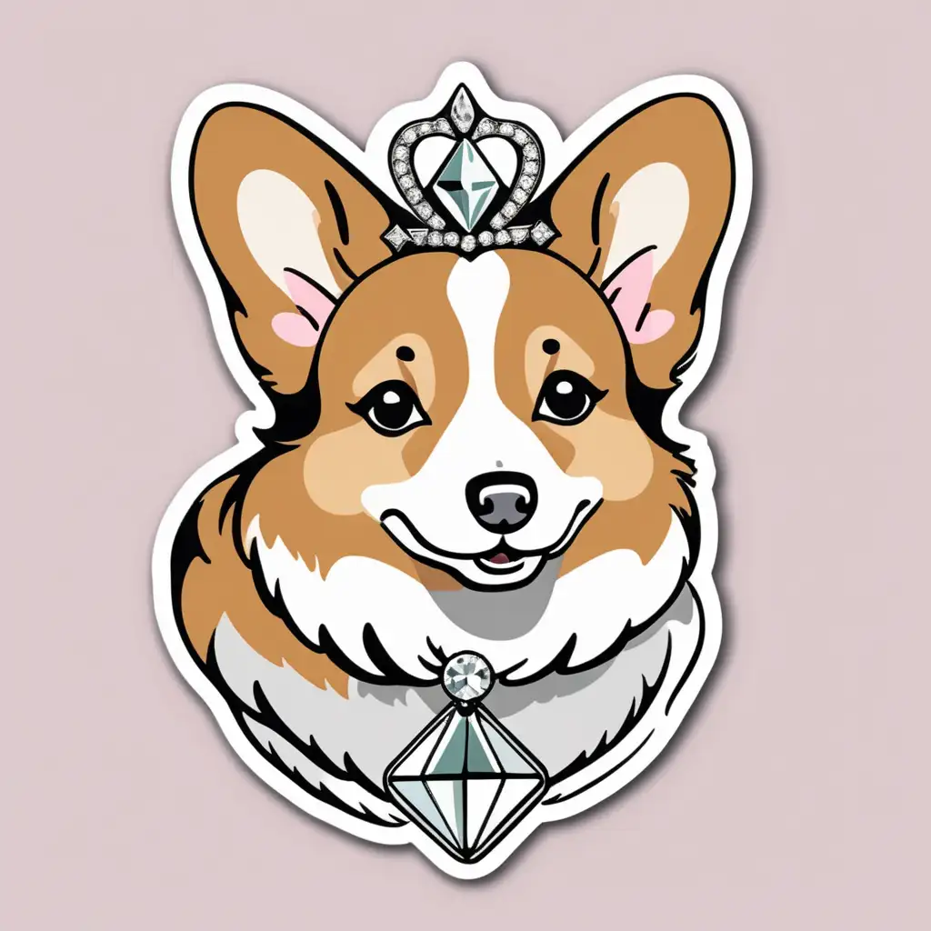 Vintage Elegance 1930s Glamour Corgi with Diamond Brooch Sticker