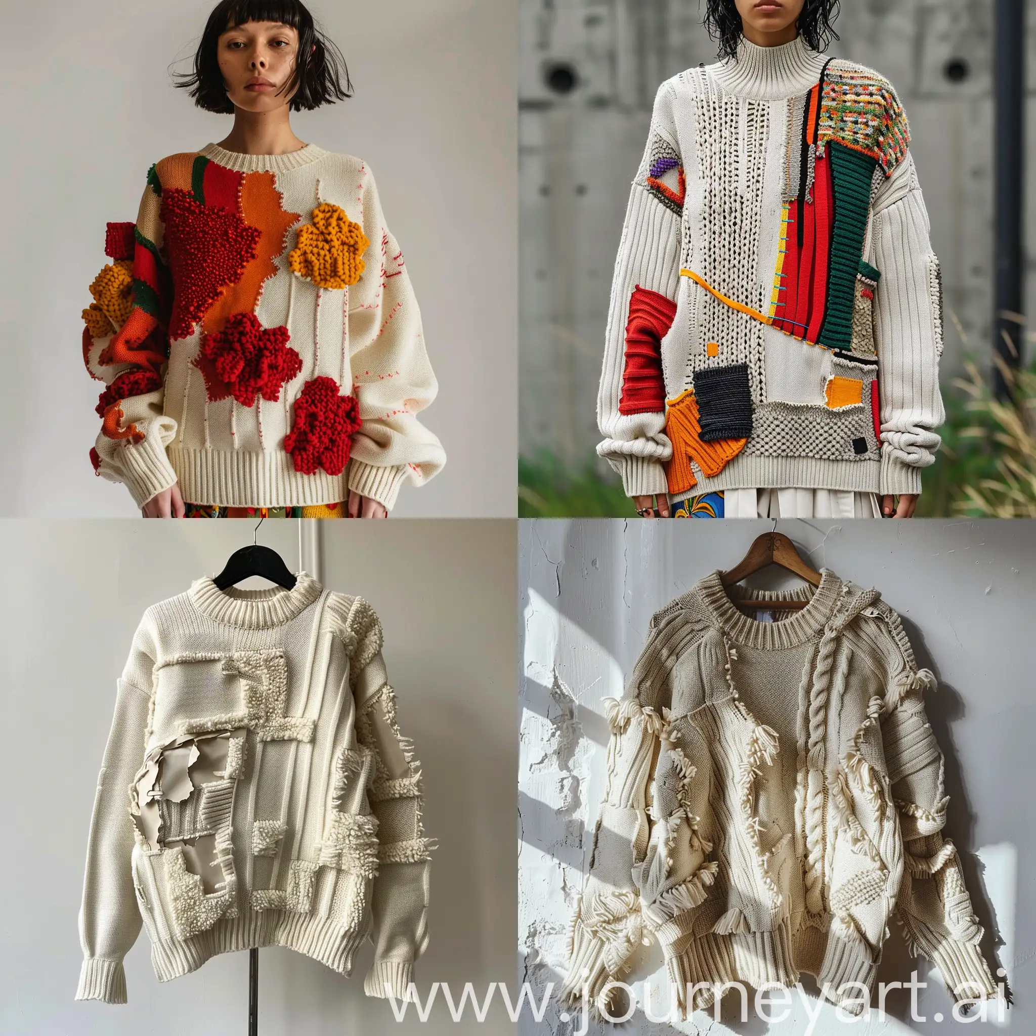 high fashion unique sweater with unusual pieces inspired by Maison Margiela --v 6 --ar 1:1 --no 39768
