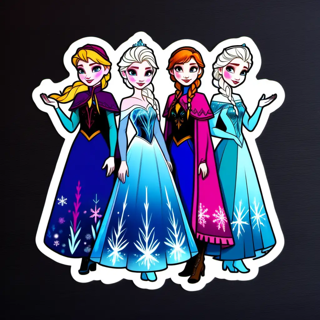 Enchanting Frozen Princesses Sticker Collection for Magical Decor