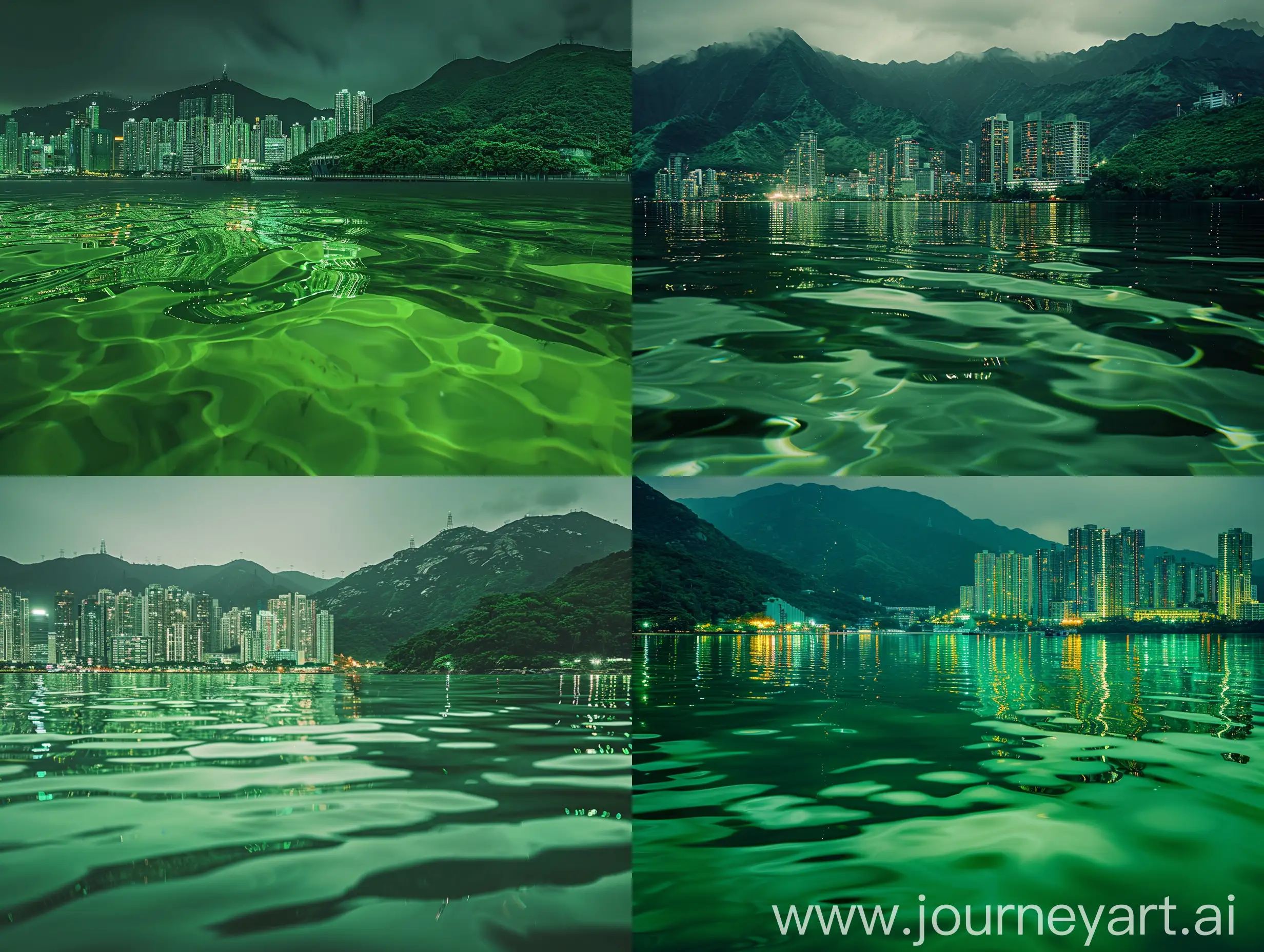Spectacular-Nighttime-Cityscape-Reflected-in-Serene-Green-Waters