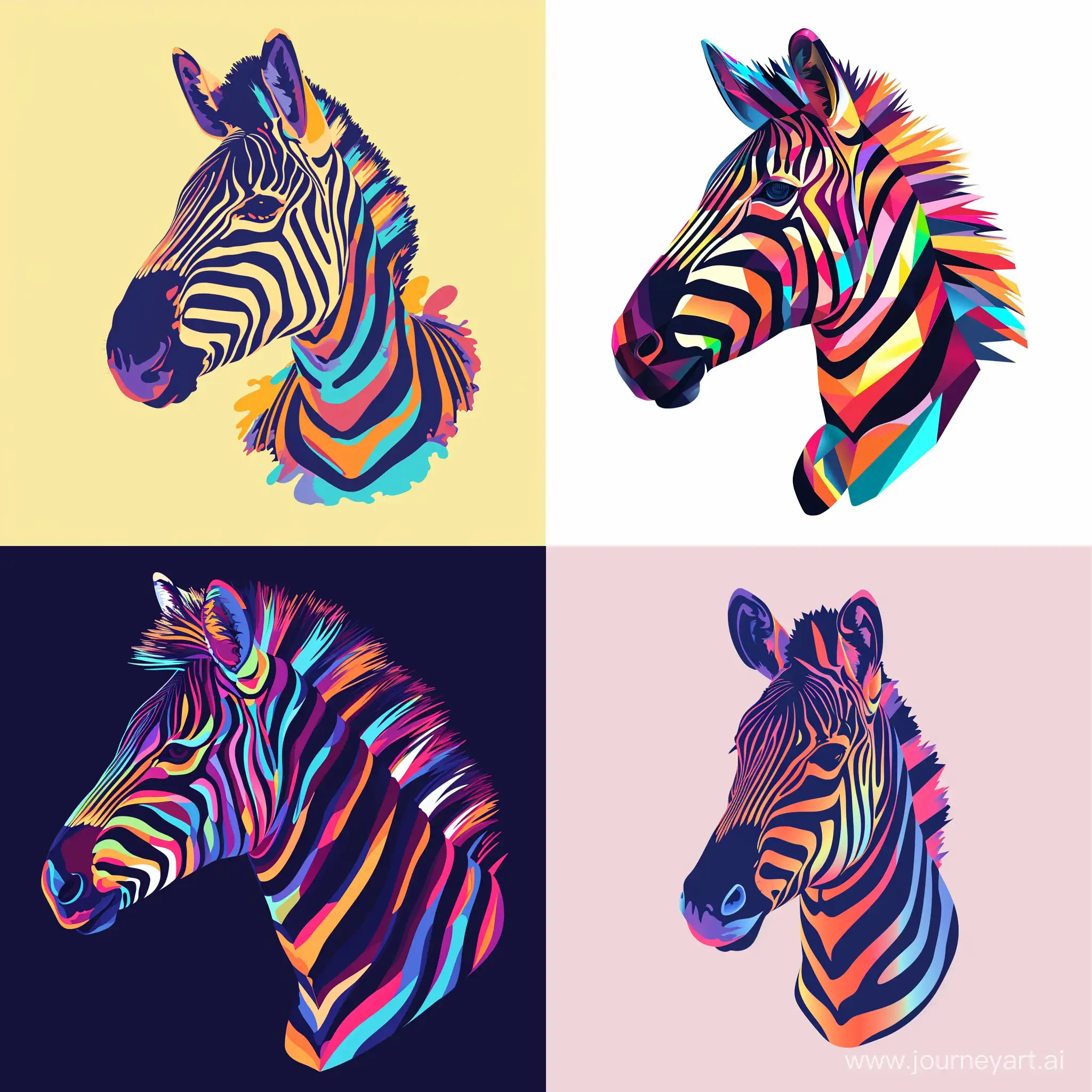 artistic logo of a zebra head, colorful