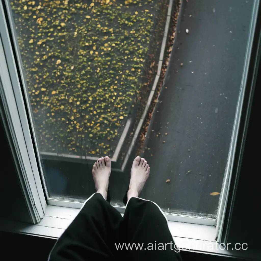 Contemplative-Moments-Person-Sitting-on-Windowsill-from-Above