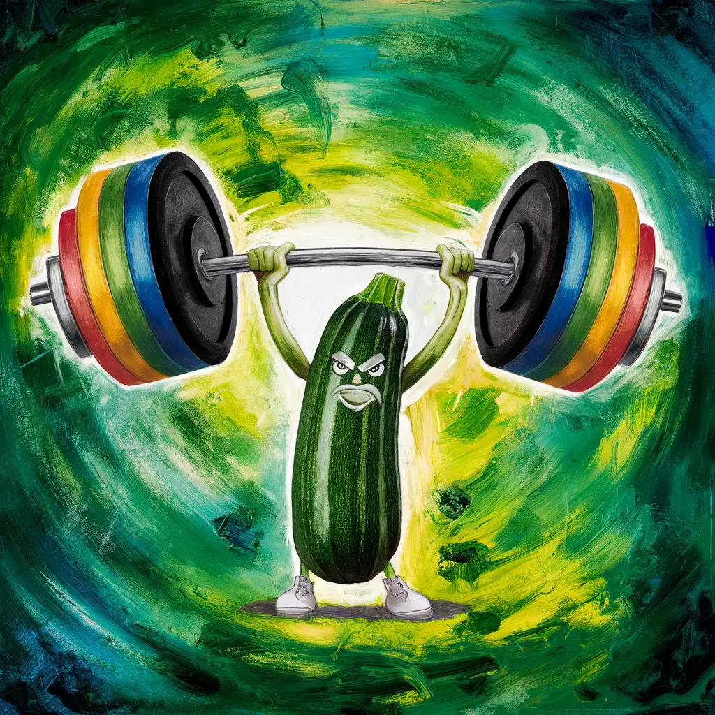 Abstract-Barbell-Still-Life-with-Vibrant-Zucchini