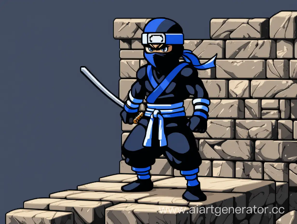 Mysterious-Black-Ninja-on-Stone-Platform-in-Pixel-Art-Setting