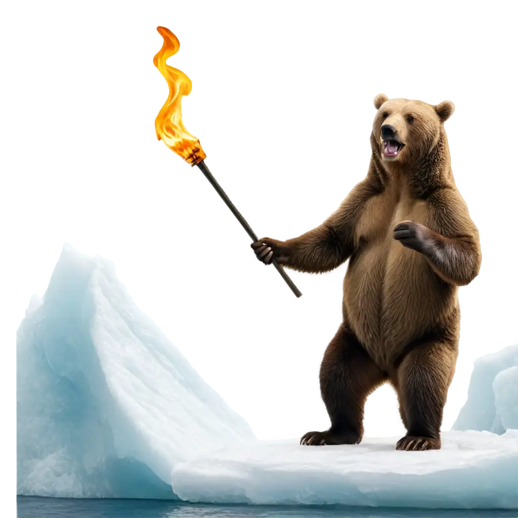 Majestic-Bear-with-Torch-on-Iceberg-Stunning-PNG-Image-for-Wildlife-Enthusiasts
