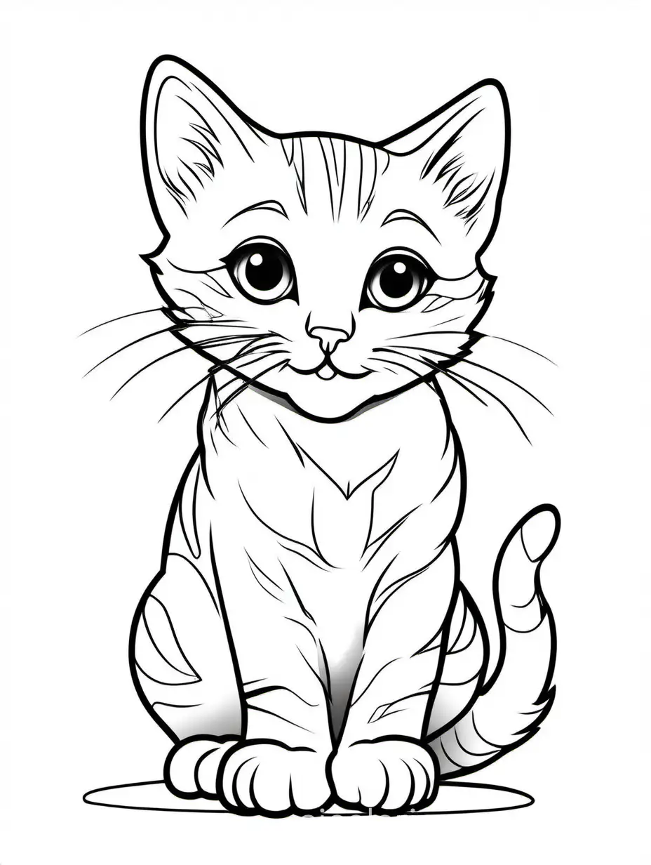 Simple-Kitten-Coloring-Page-for-Kids-Black-and-White-Line-Art-with-Ample-White-Space