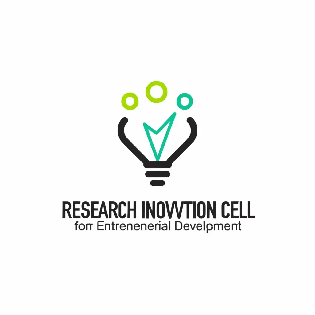 a logo design,with the text "Research innovation cell for Entrepreneurial development", main symbol:A bulb with green energy inside out,Moderate,be used in Technology industry,clear background