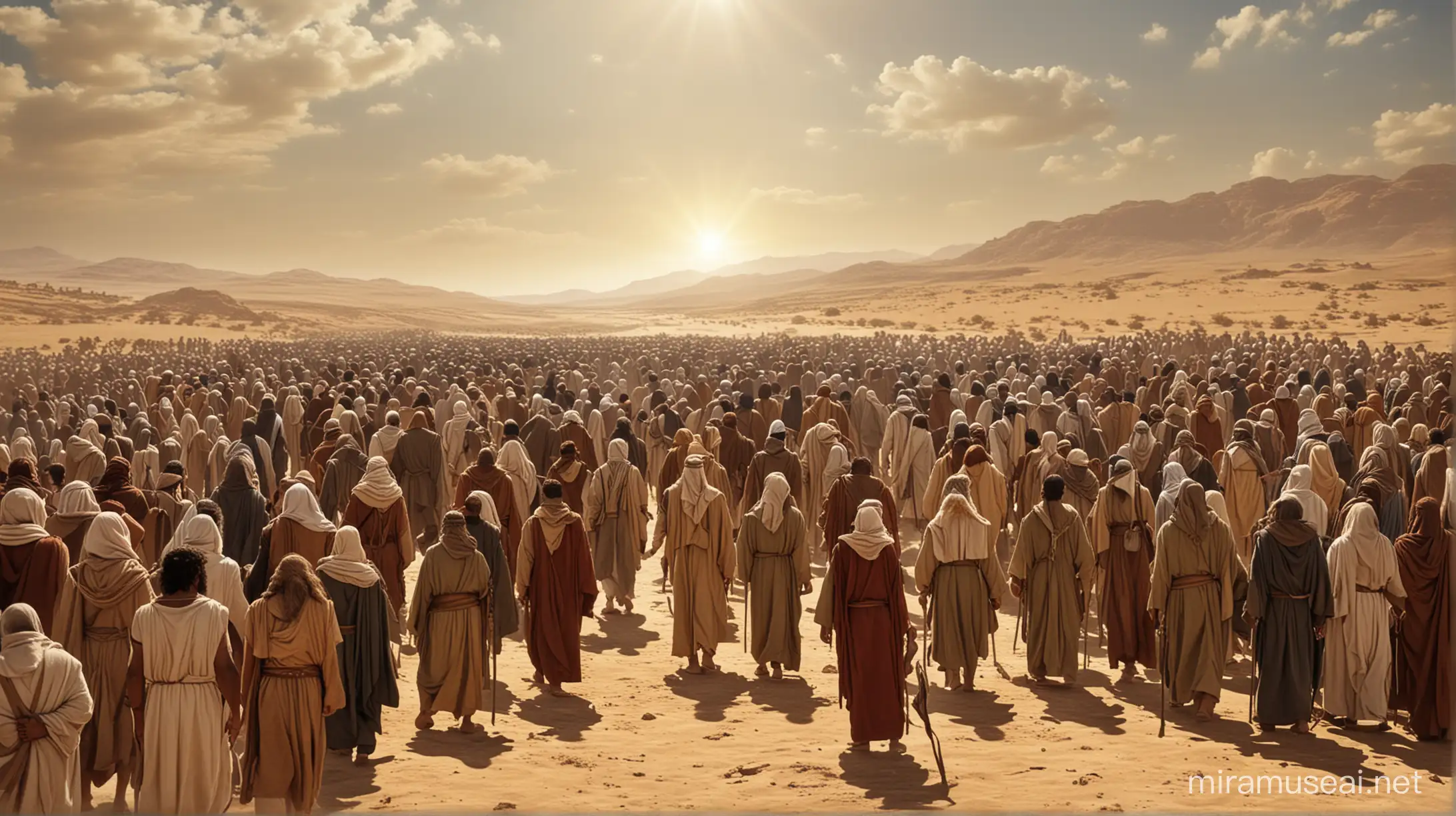 Old Moses Leading Multitude of Israelites to the Promised Land