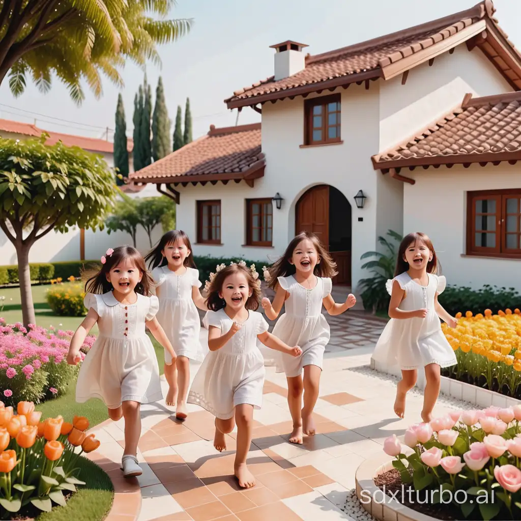 Joyful-FiveYearOlds-Frolicking-in-a-Lush-WesternStyle-Garden