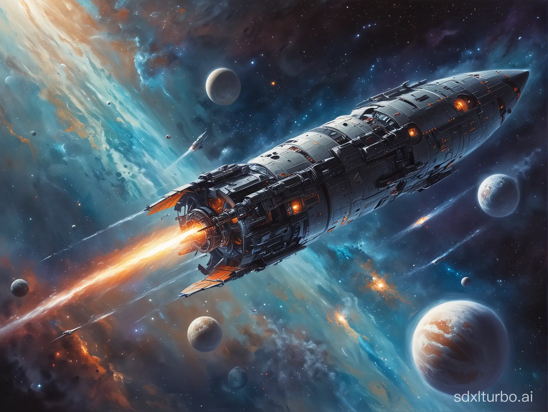 Space science fiction painting