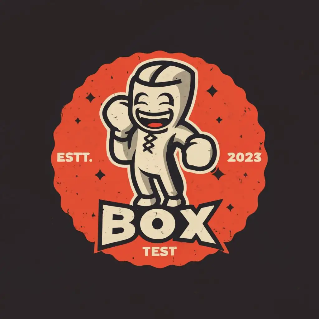 a logo design,with the text "BOX", main symbol:a retro cartoon with boxing gloves,Moderate,be used in Sports Fitness industry,clear background
