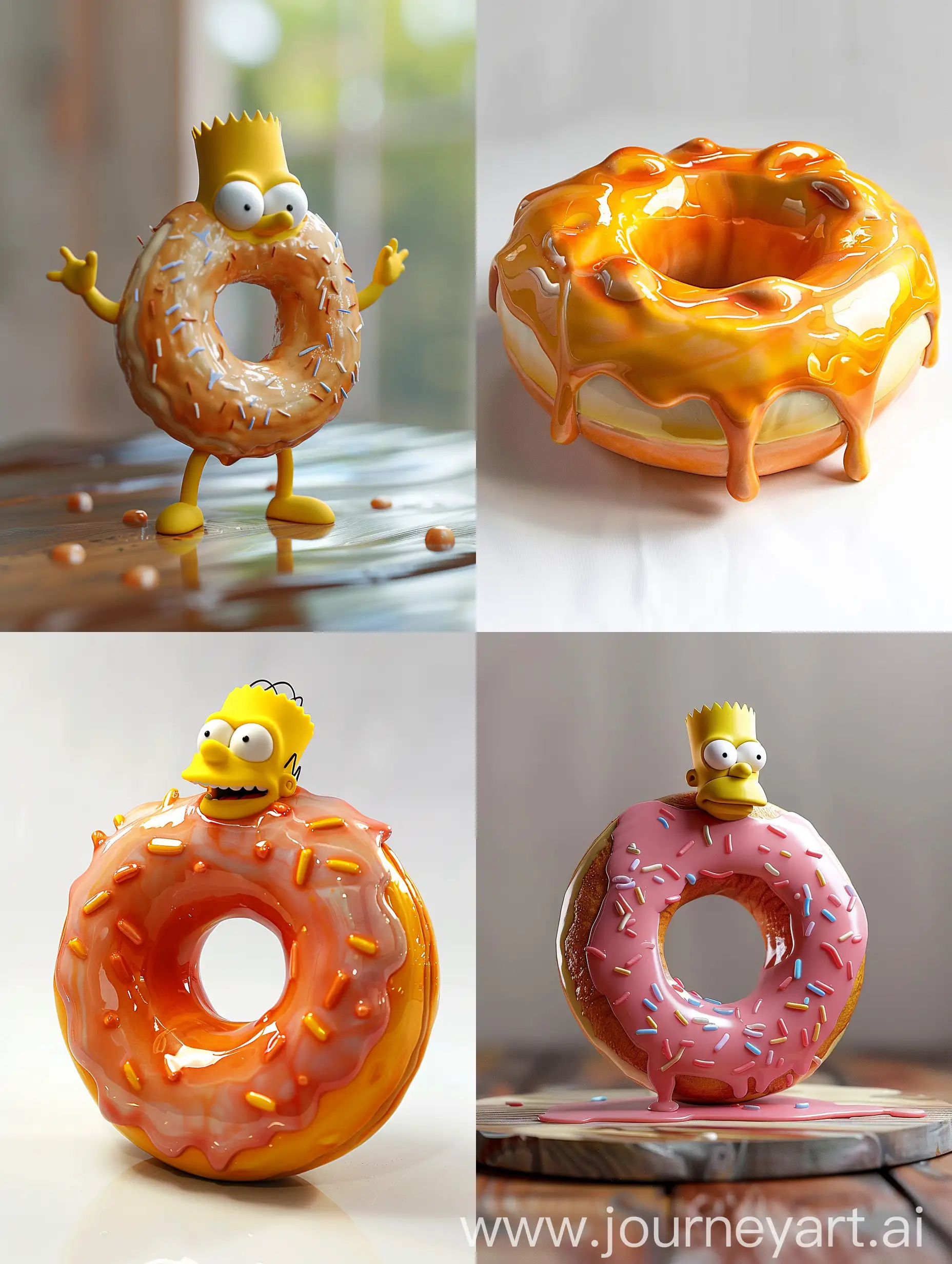 simpsons donnut sculpture, made of satsuma style porcelain, hyper realistic, 3d.