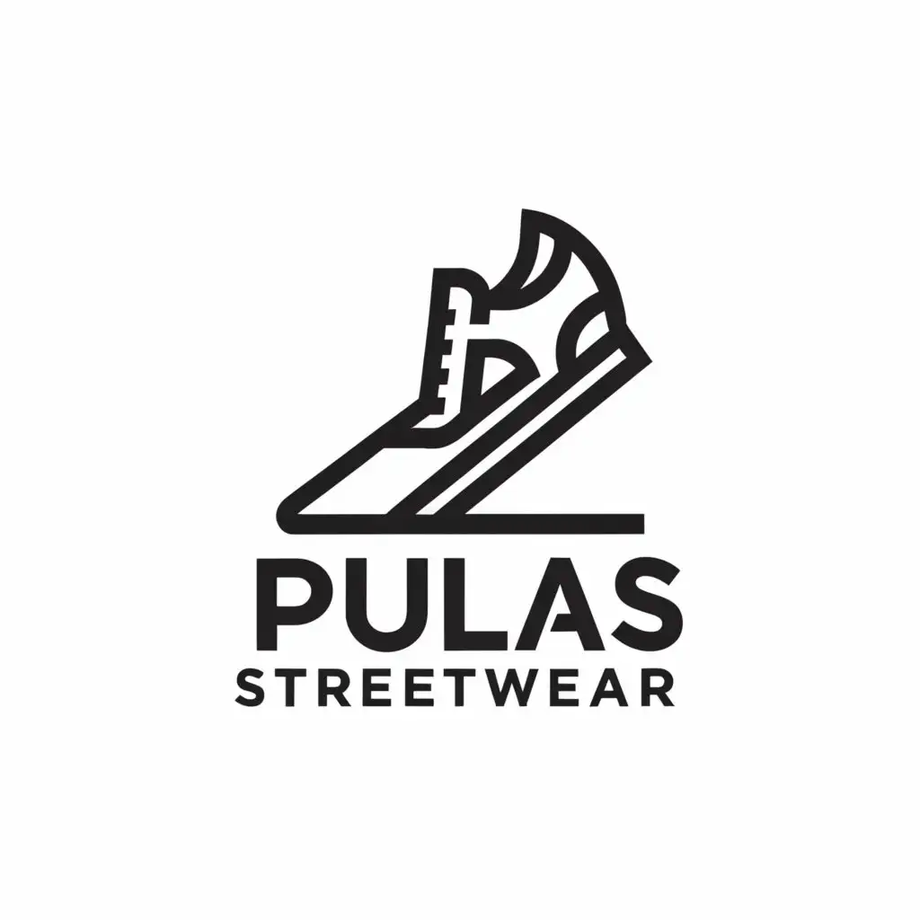 a logo design,with the text "pulas_streetwear", main symbol:shoe,Minimalistic,clear background