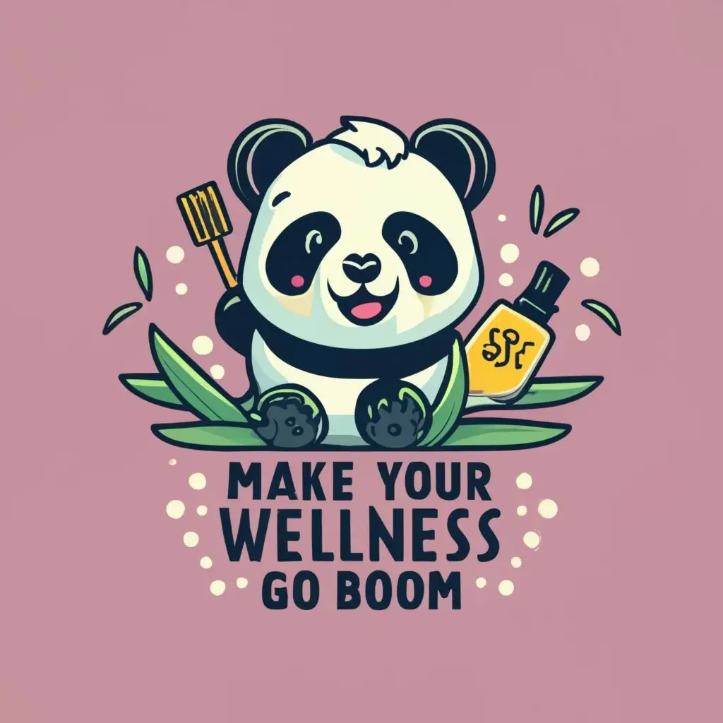 logo, panda, with the text "make your wellness go boom", typography, be used in Beauty Spa industry