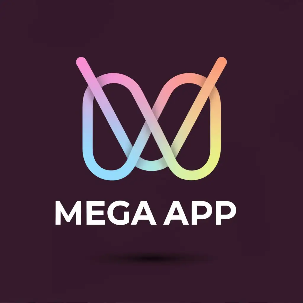a logo design, with the text 'Mega App', main symbol: Mega, Moderate, to be used in Technology industry, clear background, main color: orange gradient. Text color: orange gradient