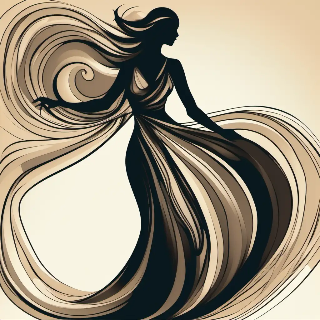 Graceful Feminine Silhouette Abstract Elegance in Flowing Curves