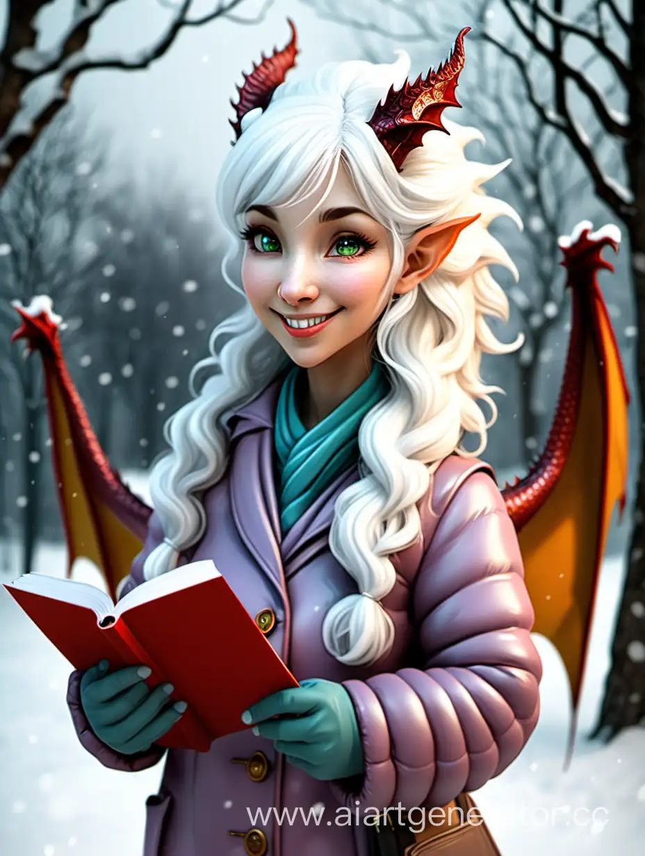 friendly female dragon teacher in winter