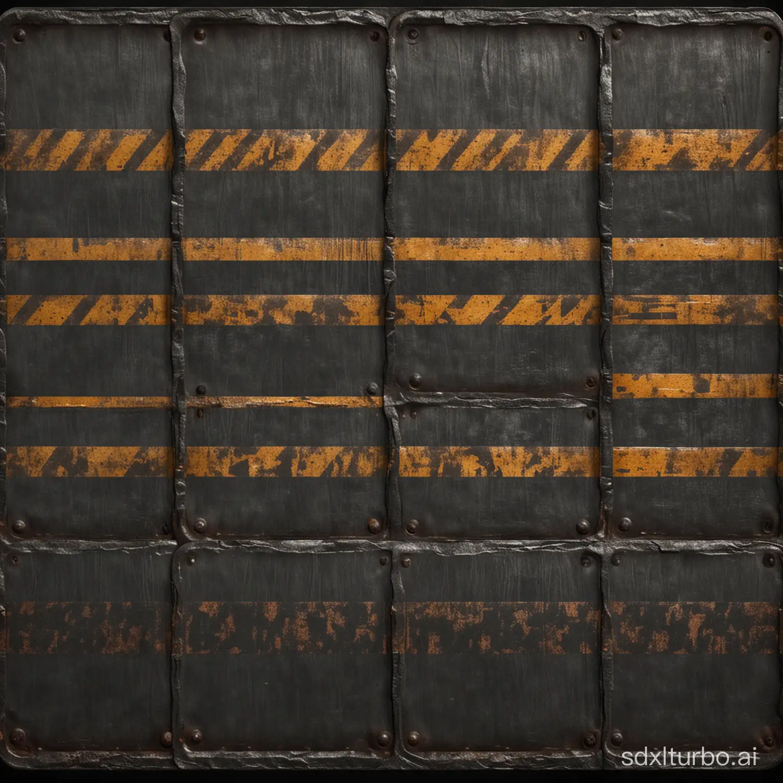 dark metal plates with warning stripes texture assets