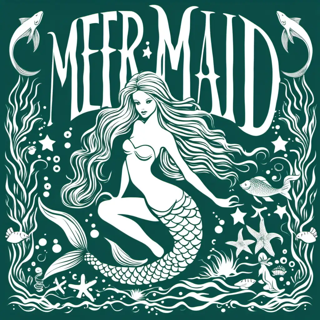 Mermaid Silhouette TShirt Design Graceful Mermaid with Text Accent