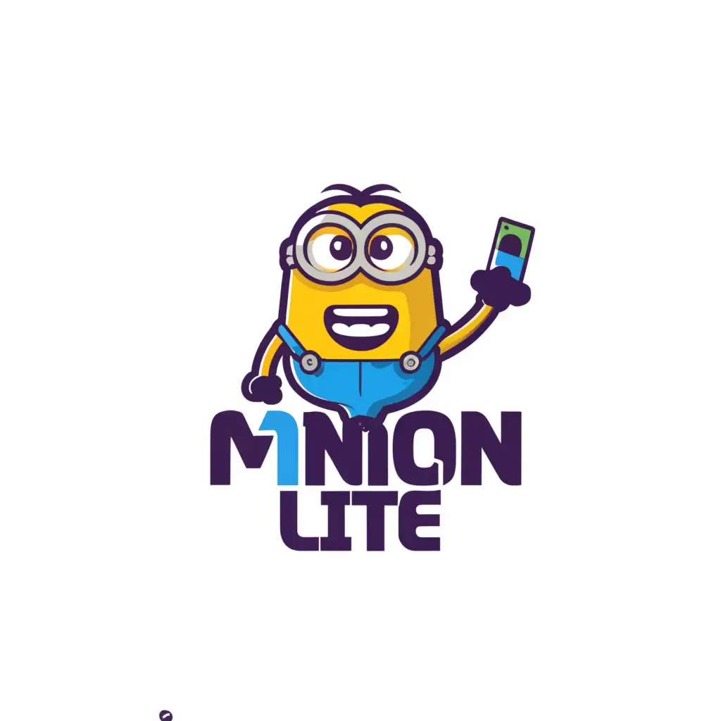 a logo design,with the text "minion lite", main symbol:minion play mobile phone game,Minimalistic,clear background