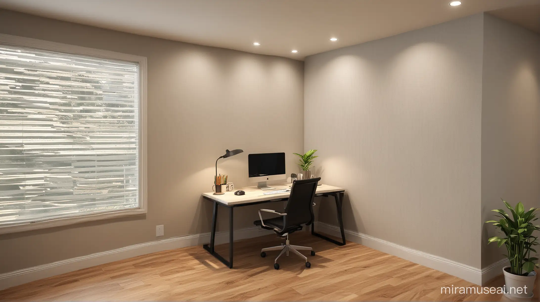 Office Nook with ThreeSided Wall and Natural Light
