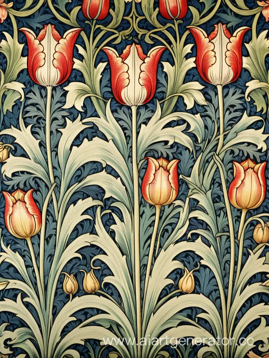 Detailed-Art-Nouveau-Floral-Pattern-Inspired-by-William-Morris-Tulip-Design