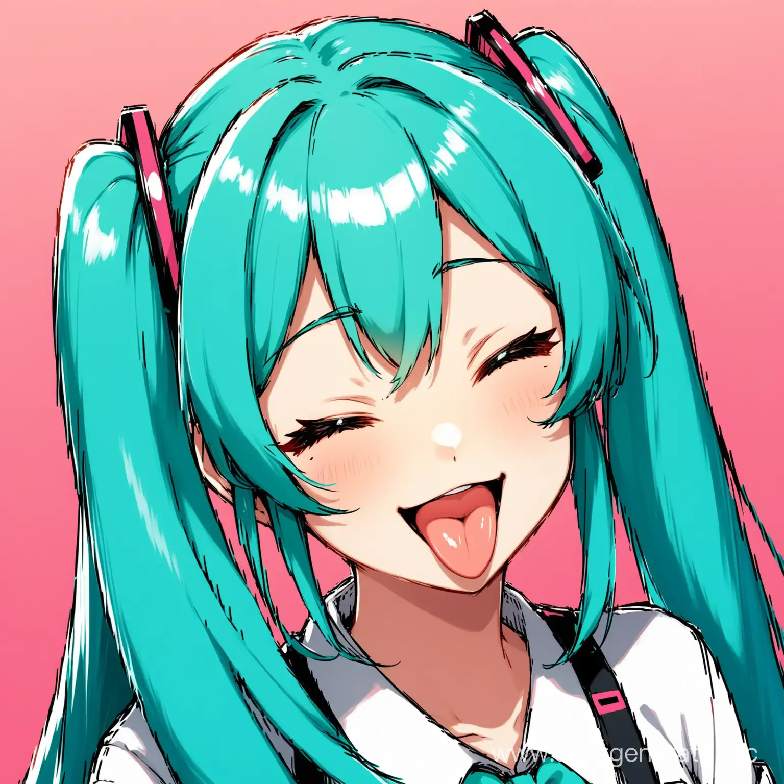 hatsune miku sticking out tongue and wink