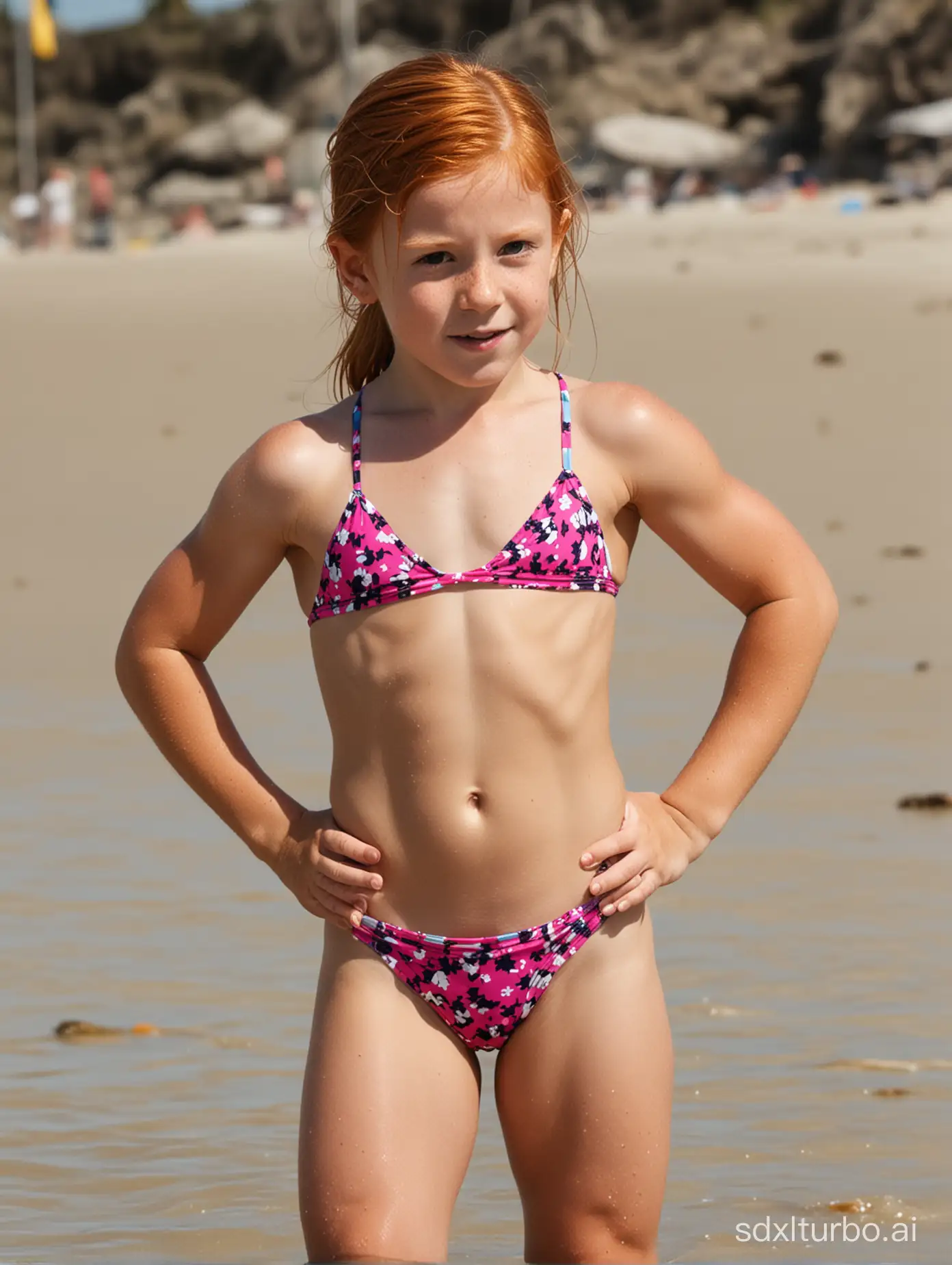 Muscular-7YearOld-Ginger-Girl-in-Vibrant-Beach-Attire