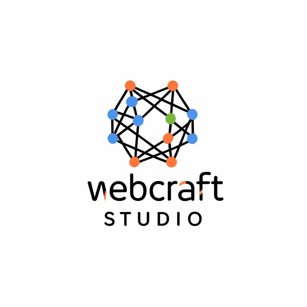 logo, interconnected line, with the text "webcraft studio", typography
