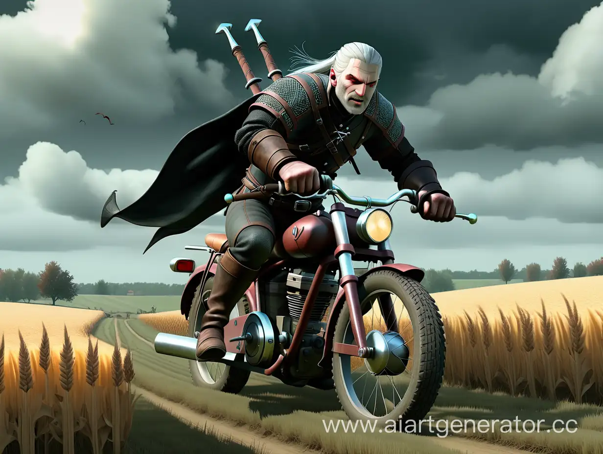 Witcher-Riding-Bike-Through-Serene-Countryside-Landscape