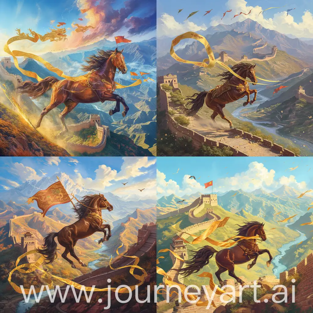 Galloping-Warhorse-Across-the-Historical-and-Modern-Landscapes