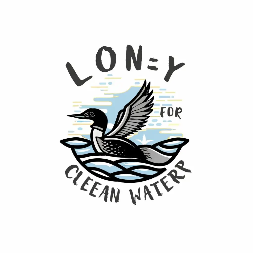 a logo design,with the text "Loon-y for Clean Water", main symbol:common loon, water,Moderate,be used in Education industry,clear background